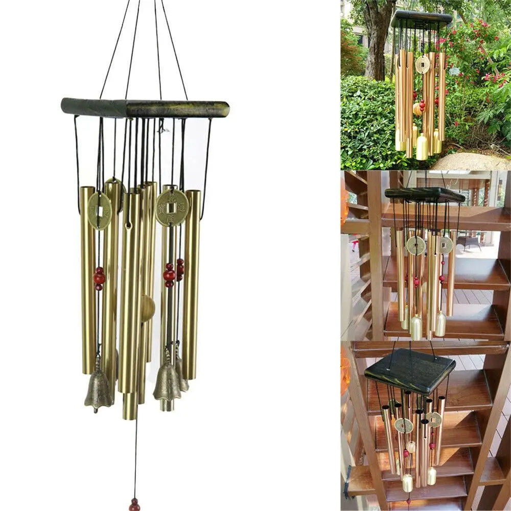 Large Wind Copper Bells Chimes Garden Yard Home Tubes Ornament Decor Outdoor