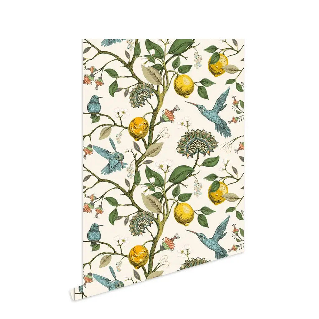 Blue Bird Self Adhesive Wallpaper Fresh Lemon Tree Peel and Stick Wallpaper Removable Waterproof Prepasted Wallpaper Wall Mural