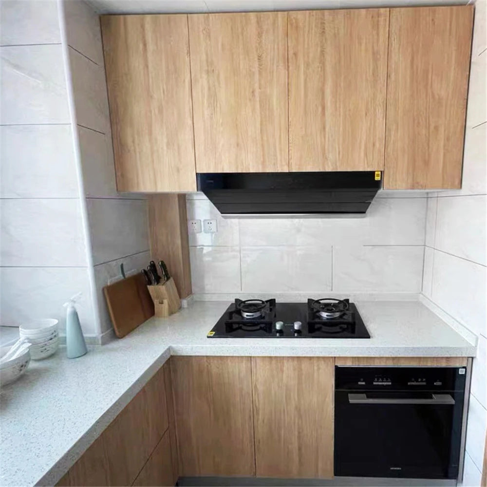 1 Roll Pvc Oil-proof Wood Grain Sticker Self-adhesive Wallpaper For Kitchen Countertop Furniture Cabinet Table Wall Renovation