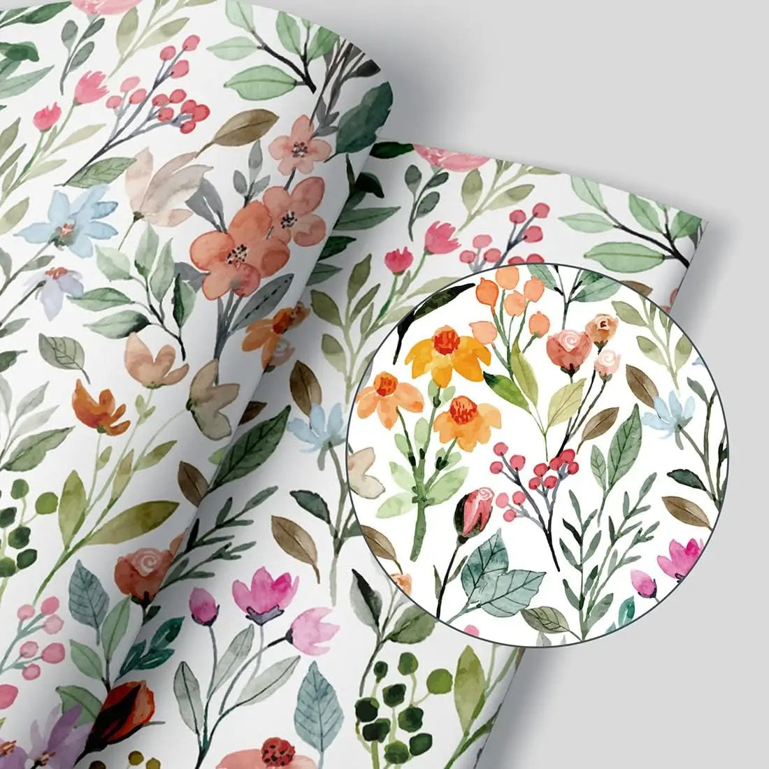 Colorful Floral Peel and Stick Wallpaper Flower Self Adhesive Wallpaper Removable Waterproof Contact Paper for Walls Cabinets