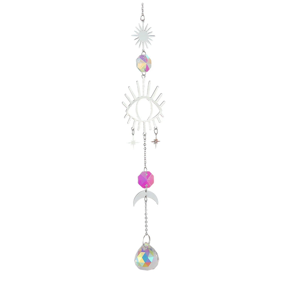 Crystal Butterfly Demon Eye Wind Chime Wind Chimes Outdoor Ornament Handmade Hanging Suncatcher with AB Coating for Home Garden