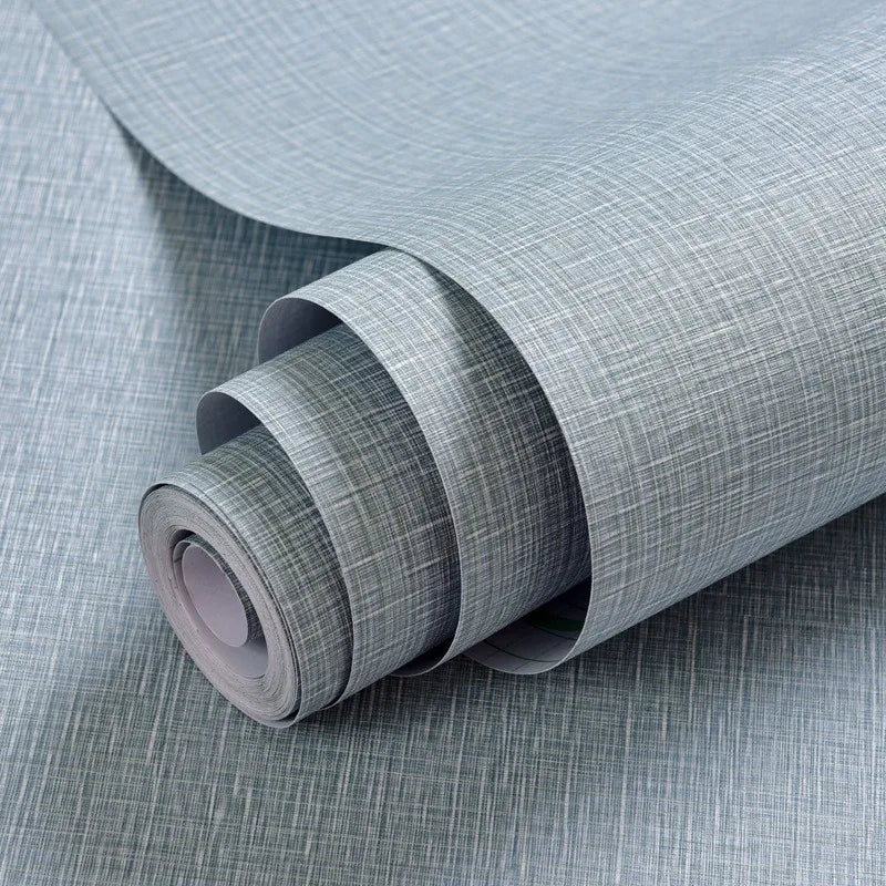 Self-adhesive Wallpaper Waterproof Solid Color Linen Pattern Living Room Bedroom Room Cabinet Decoration Sticker