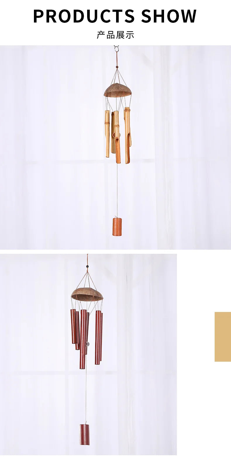 72Centimeter Bamboo Wind Chime Coconut shell Home Doorbell Window Decorations Handicraft Scenic Spot Style