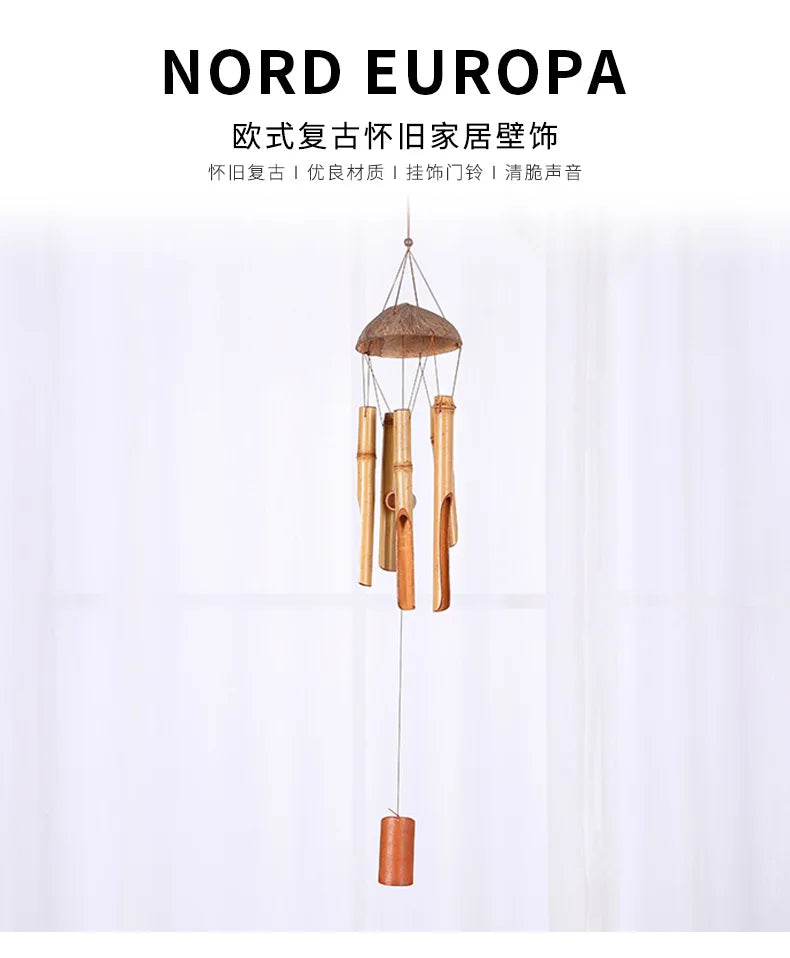 72Centimeter Bamboo Wind Chime Coconut shell Home Doorbell Window Decorations Handicraft Scenic Spot Style