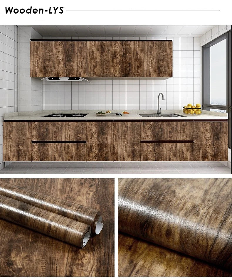 Vinyl Self-adhesive Waterproof Wood Wallpapers Wall Stickers for Wall in Rolls Furniture Renovation Film Bedroom Home Decor PVC