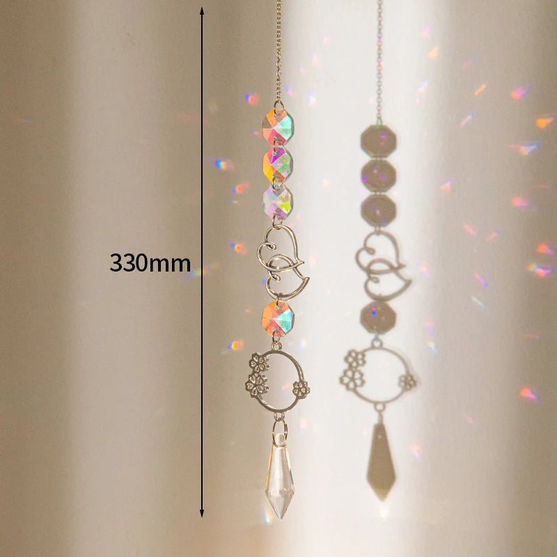 Crystal Suncatcher Crystal Wind Chimes Garden Rainbow Sun Catcher Garden Hanging Pendant Window Wind Music Home Garden Decor