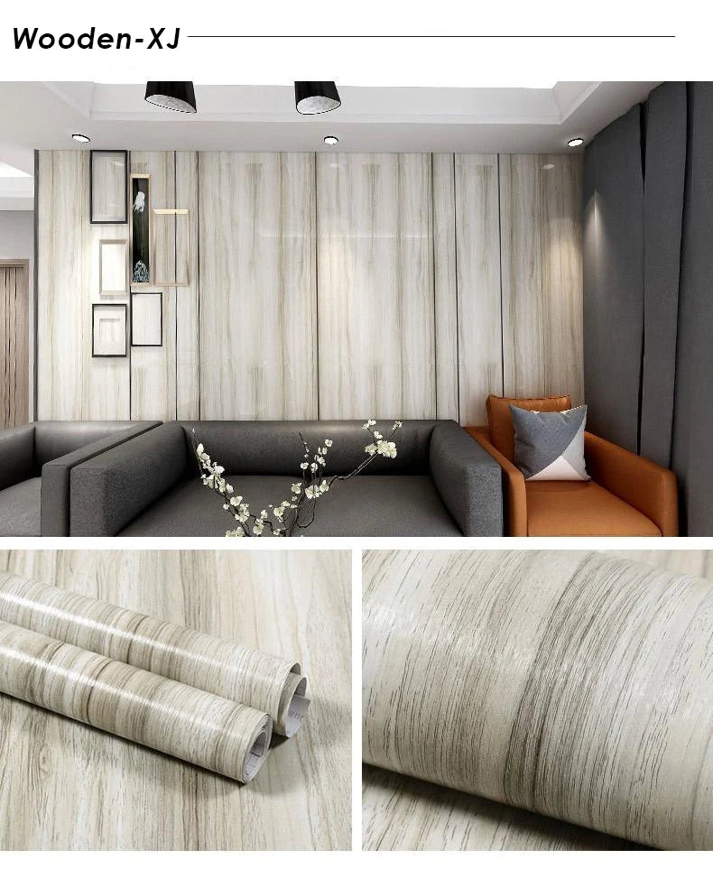 Vinyl Self-adhesive Waterproof Wood Wallpapers Wall Stickers for Wall in Rolls Furniture Renovation Film Bedroom Home Decor PVC