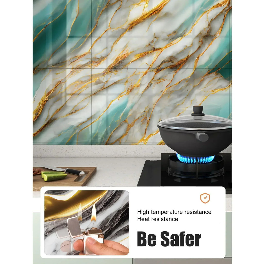 10-50PCS Imitation Marble 3D Ceramic Tile Wall Renovation Decoration Sticker Waterproof Self-adhesive Homeelf-adhesive Wallpaper