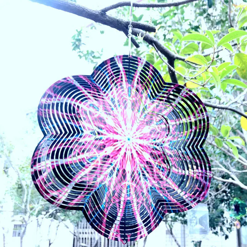 Metal 3D Wind Spinner Chimes Bedroom Indoor Room Outdoor Decor Heart Square Drop Shape Carving Craft Metal 3D Rotating Windchime
