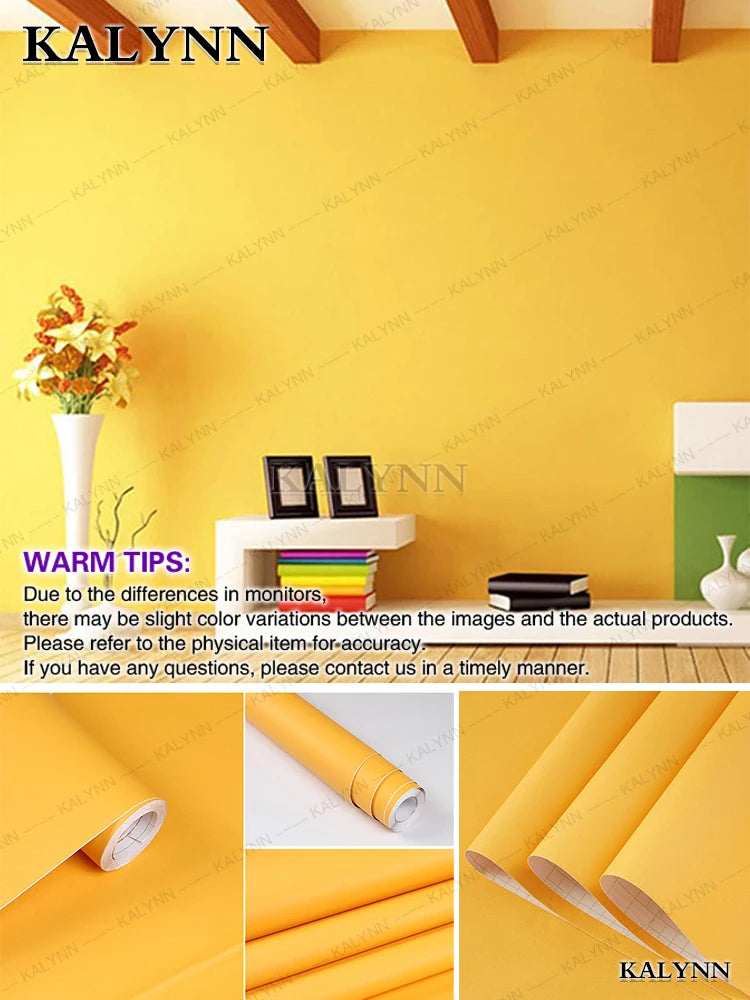 Solid Color Waterproof Wallpaper Room Self-adhesive Black White Wardrobe Kitchen Matte Furniture Wall Sticker,Customizable Width