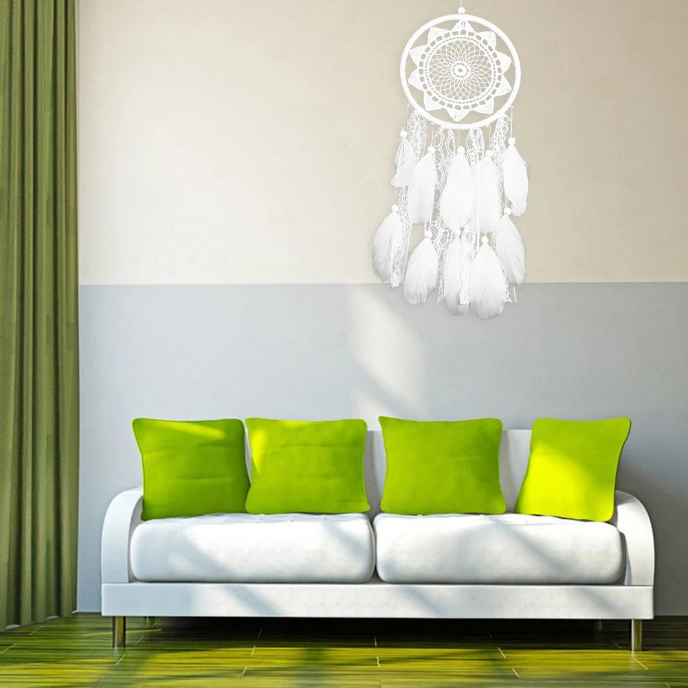 Dream Catcher Wind Chimes Circle Ring Wall Hanging Ornament Room Dreamcatcher Hand-woven Crafts Luxury Decoration