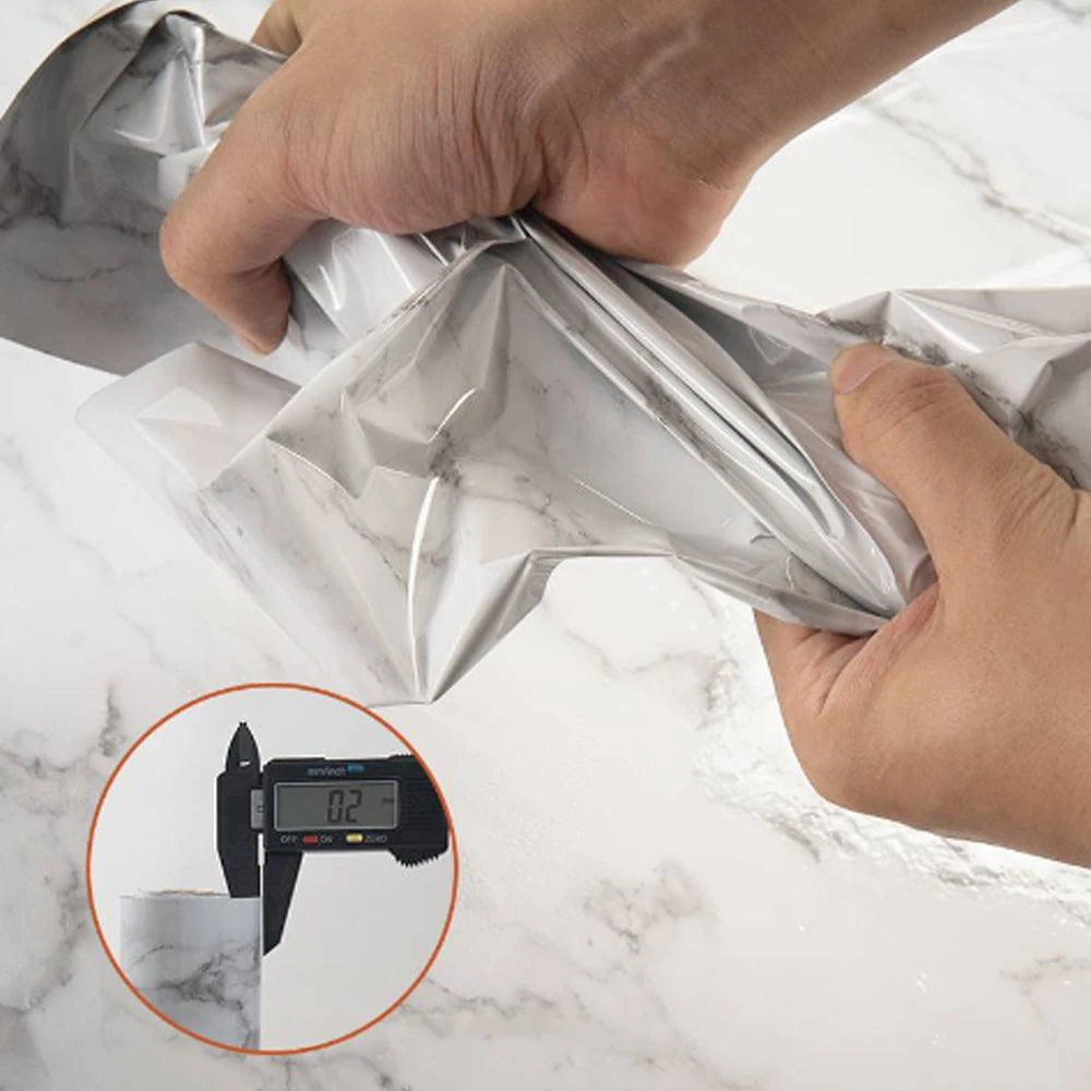 40cm Marble Self-adhesive Wallpaper Kitchen Cabinet Stove Countertop Contact paper PVC Waterproof Renovation Tile Wall Stickers