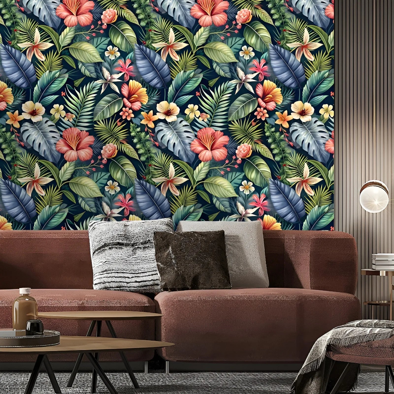 Tropical Palm Leaf Peel and Stick Wallpaper Floral Removable Contact Paper Boho Self Adhesive Wallpaper for Bedroom Bathroom