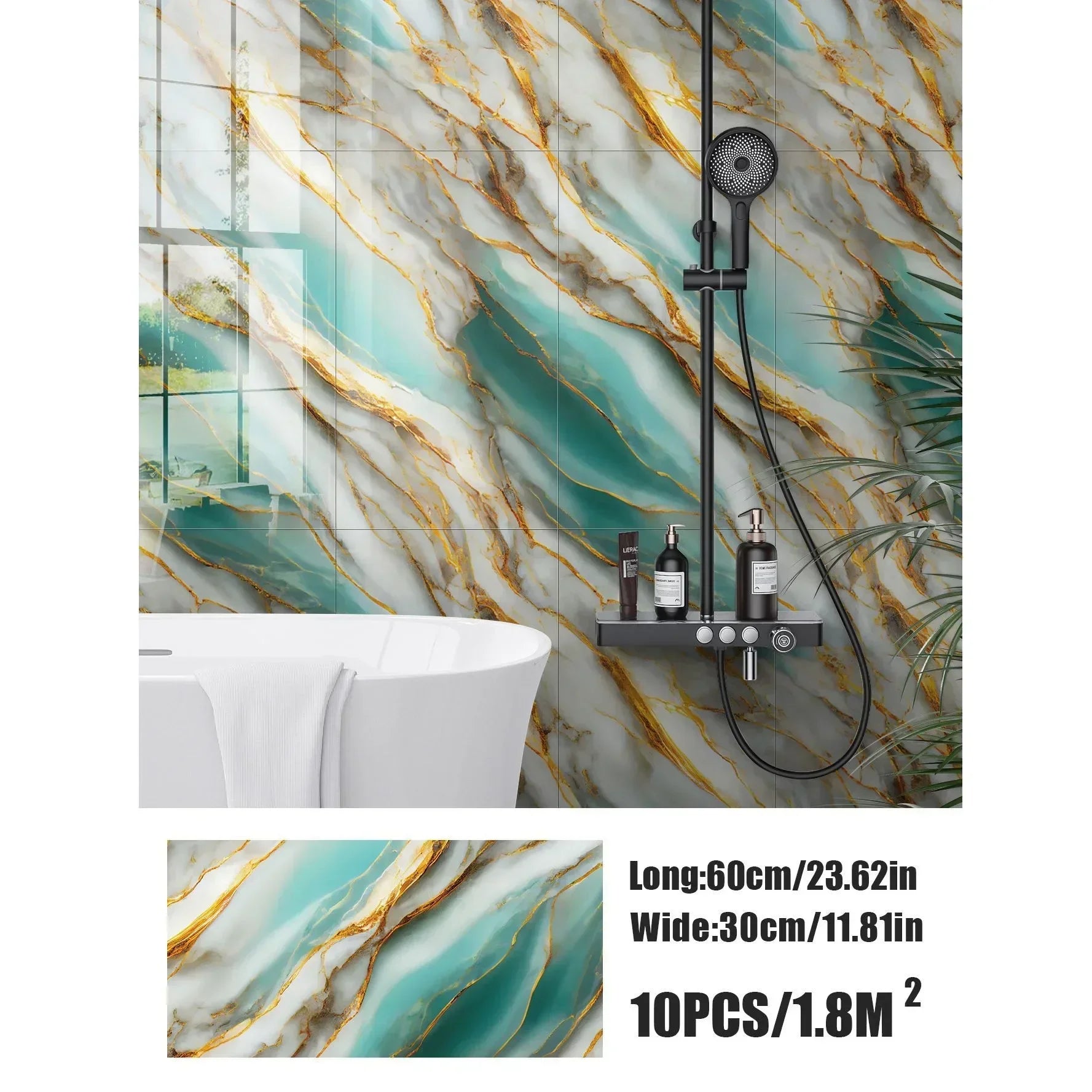 10-50PCS Imitation Marble 3D Ceramic Tile Wall Renovation Decoration Sticker Waterproof Self-adhesive Homeelf-adhesive Wallpaper