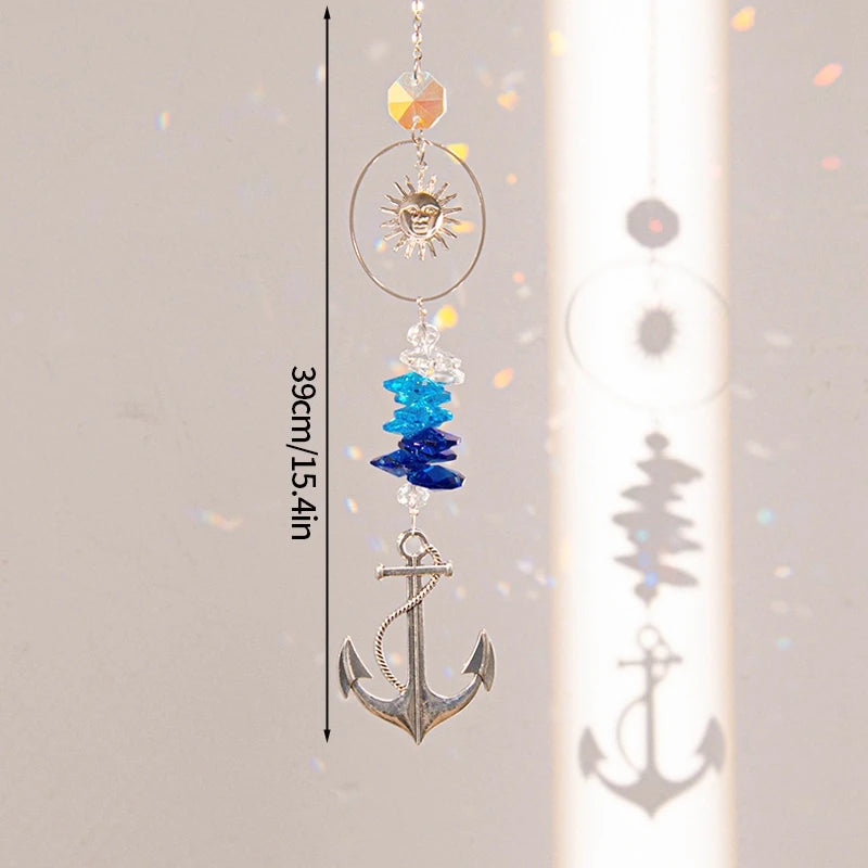 Crystal Suncatcher Moon Star Rainbow Sun Catcher Wind Chime Pendant Sun Catcher Pendants Outdoor Garden Yard Hanging Decor