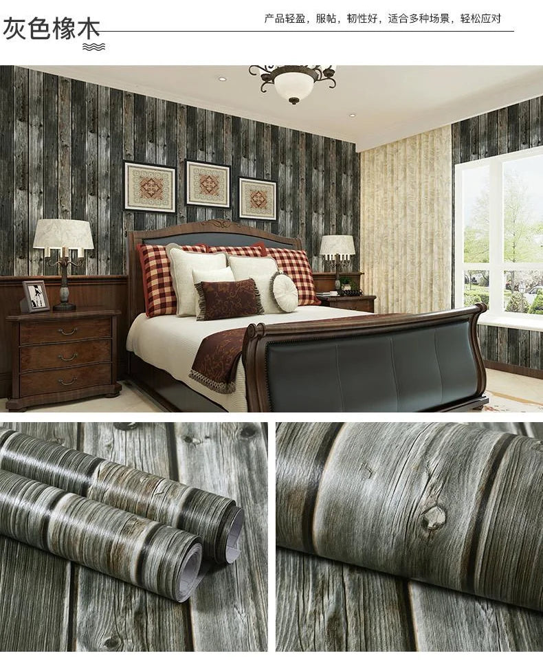 Vinyl Self-adhesive Waterproof Wood Wallpapers Wall Stickers for Wall in Rolls Furniture Renovation Film Bedroom Home Decor PVC