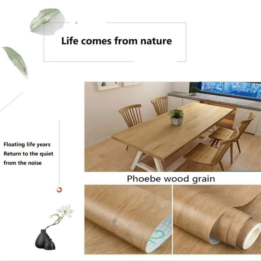 90cm Width Wood Grain PVC Wallpaper for Door Wardrobe Cupboard Table Furniture Waterproof Self Adhesive Stickers Wall Stickers