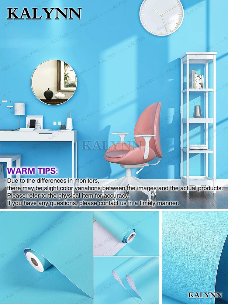 Solid Color Waterproof Wallpaper Room Self-adhesive Black White Wardrobe Kitchen Matte Furniture Wall Sticker,Customizable Width