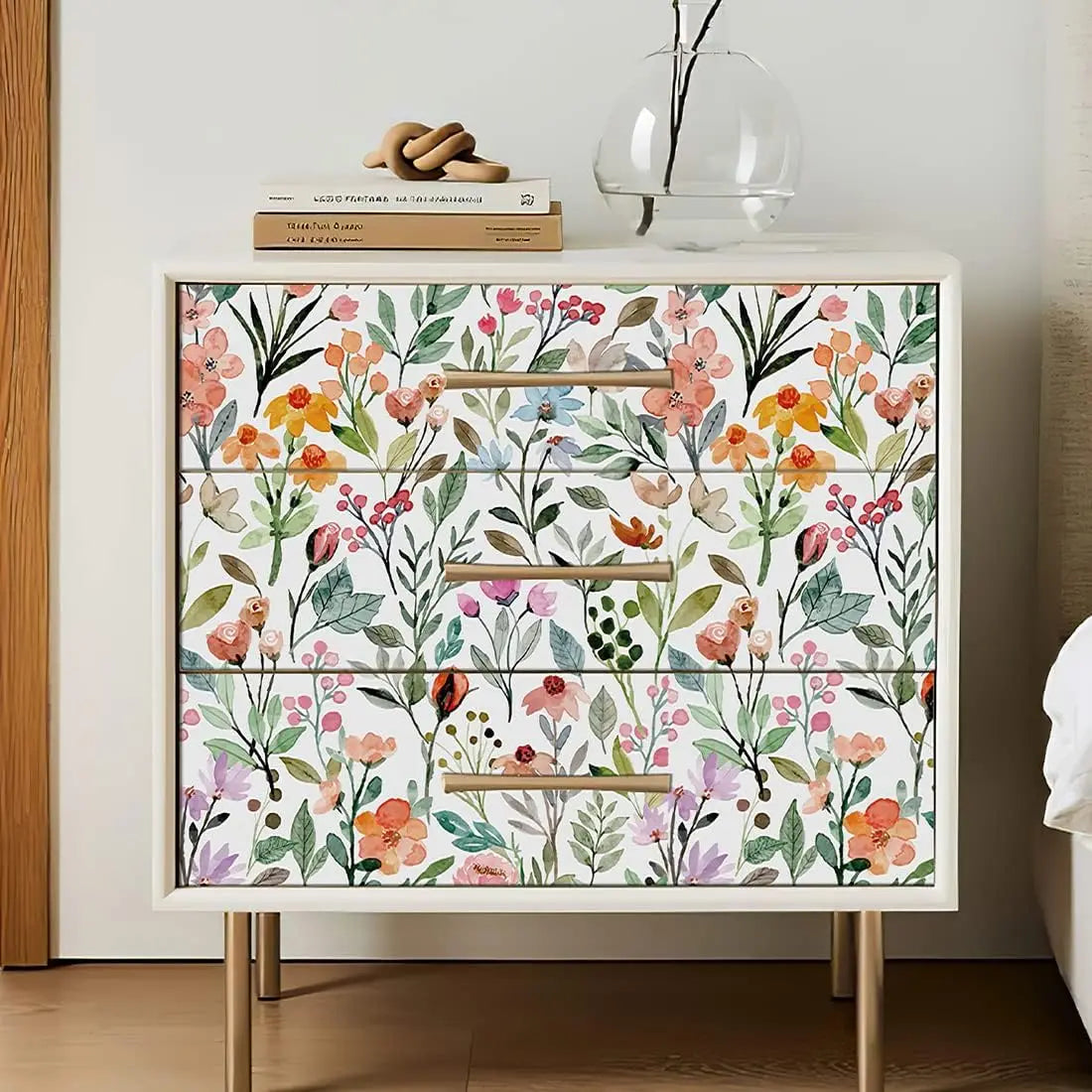 Colorful Floral Peel and Stick Wallpaper Flower Self Adhesive Wallpaper Removable Waterproof Contact Paper for Walls Cabinets