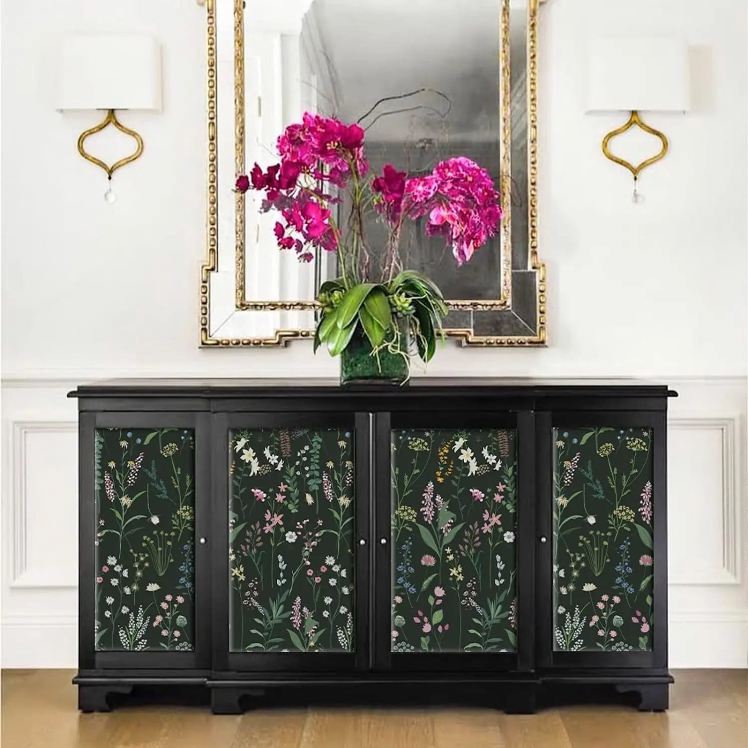 Floral Peel and Stick Wallpaper Vinyl Wallpaper Watercolor Flower Peel and Stick Wallpaper for Kitchen Cabinet Furniture