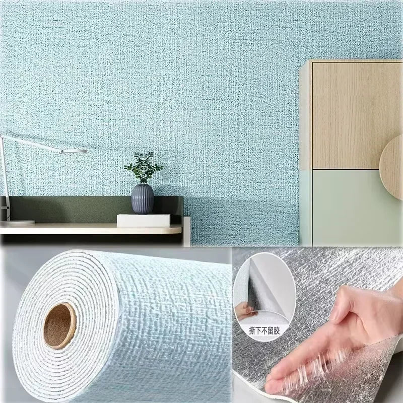Foam 3D Linen Wall Stickers Colorul Thickened Moisture-proof Wallpaper Home Decor Living Room Decoration Waterproof Wallpaper