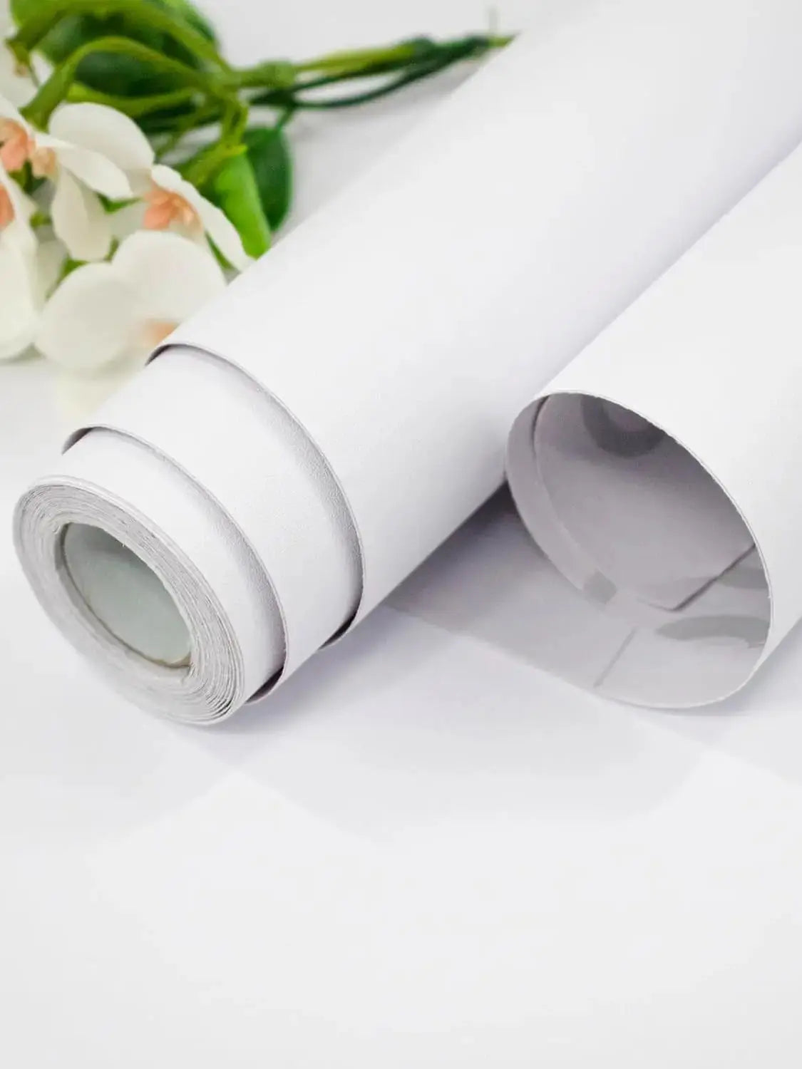 55cm Width Waterpoof Matte Wallpaper White Vinyl Self-Adhesive Stickers for Wall Furniture Livingroom Contact Paper Home Decor