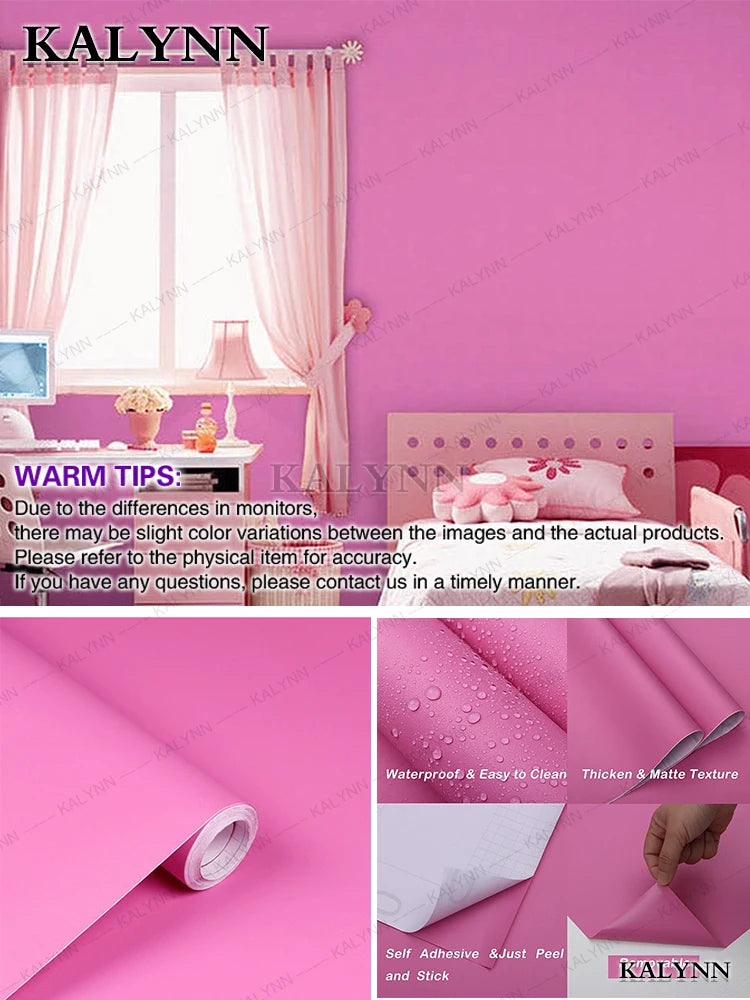 Solid Color Waterproof Wallpaper Room Self-adhesive Black White Wardrobe Kitchen Matte Furniture Wall Sticker,Customizable Width